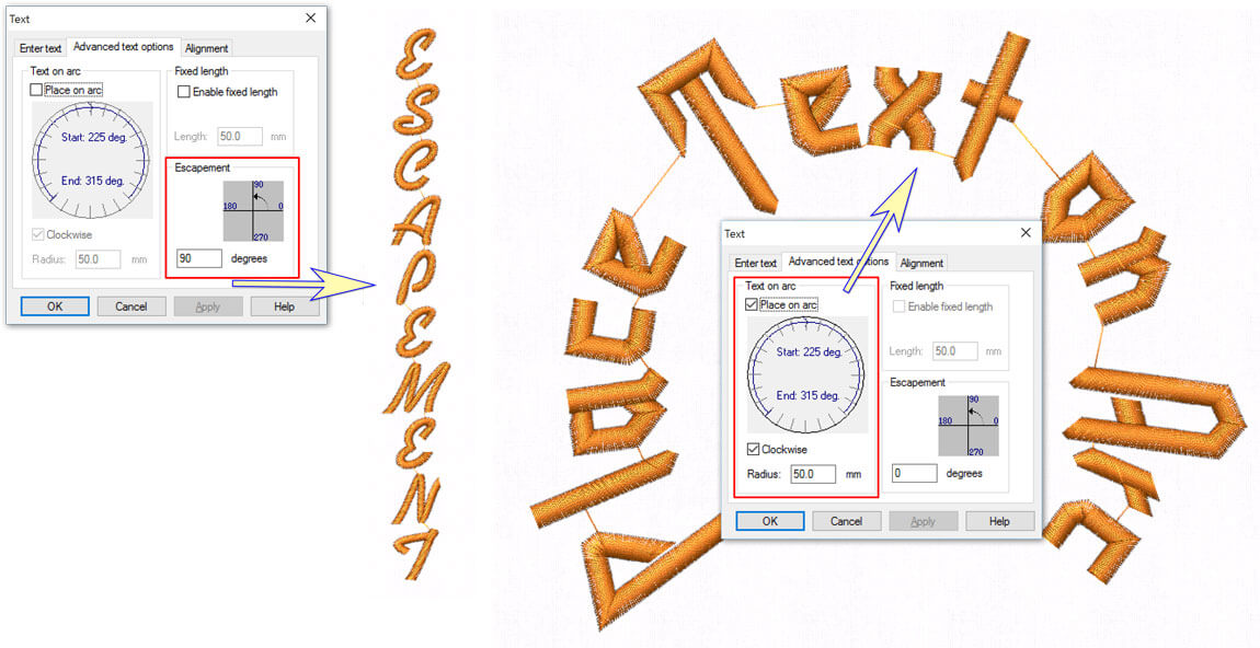 Use Escapement to type words vertically, or to rotate each letter of the word