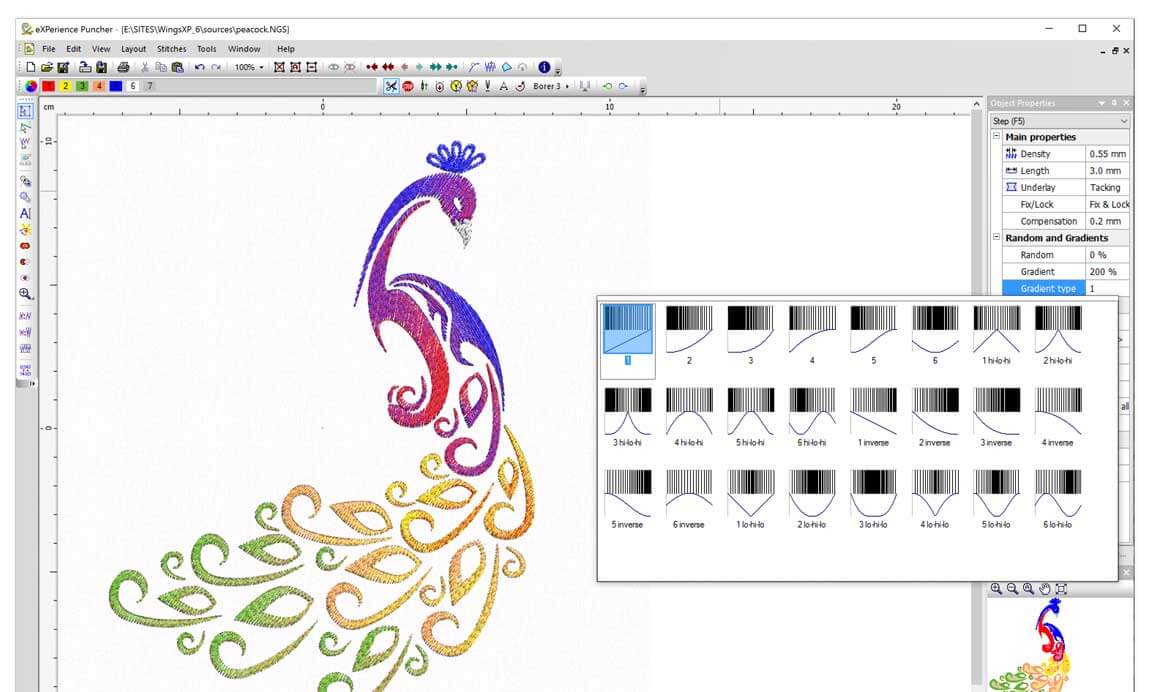 Advanced color blending: gradient on step-piping fills